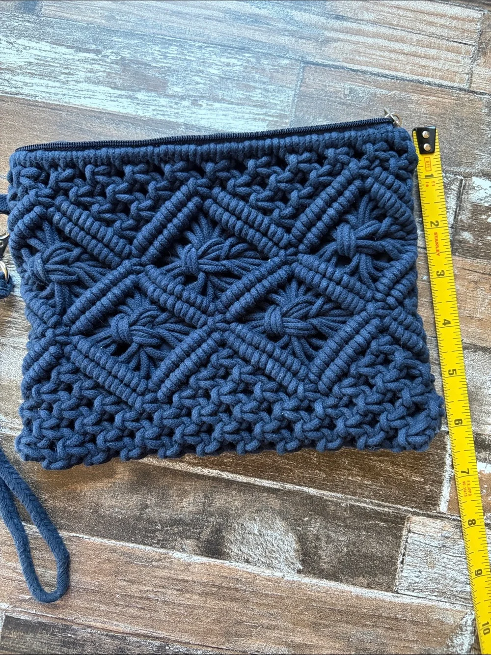 Maurices Navy Macramé Wristlet Clutch
